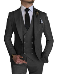 Fashion Smart Business Sky Blue Costume Homme Wedding Men Suits Peak Lapel Groom Tuxedos Terno Masculino Prom Blazer 3 Pieces - SHOWLU FASHION STORE