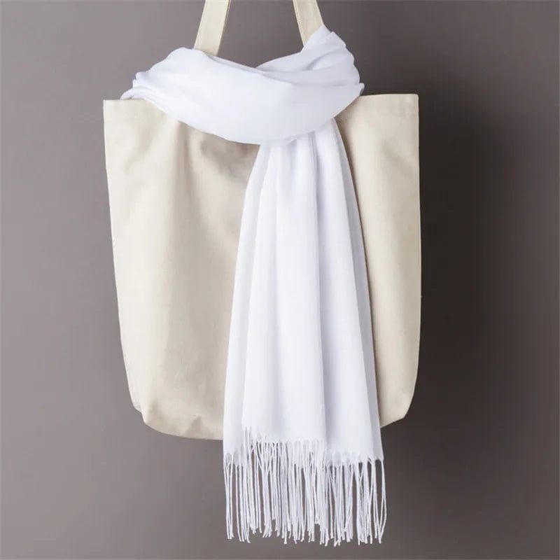 Fashion Solid Color 2023 Women Scarf Winter Hijabs Tessale Tassels Long Lady Shawls Cashmere Like Pashmina Hijabs Scarves Wraps - SHOWLU FASHION STORE