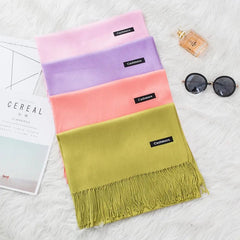 Fashion Solid Color 2023 Women Scarf Winter Hijabs Tessale Tassels Long Lady Shawls Cashmere Like Pashmina Hijabs Scarves Wraps - SHOWLU FASHION STORE