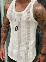 Fashion Summer Sexy Cut Out White Knitted Fabric Vest - SHOWLU FASHION STORE