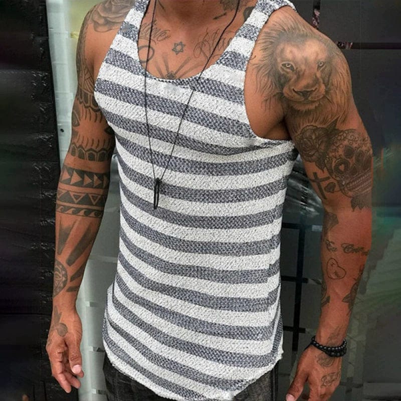 White knitted cut-out vest by SHOWLU FASHION STORE, slim fit summer top with stylish cut-out details and breathable fabric.