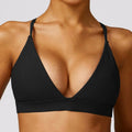 Showlu Quick-Drying Yoga Bra with sexy back design, padded sports top for women, ideal for workout and activewear activities.