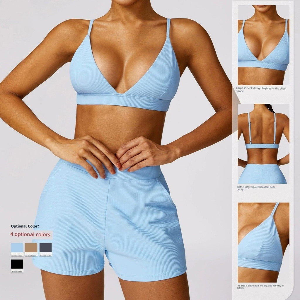 Showlu Quick-Drying Yoga Bra with padded cups, sexy back design, perfect for workout and activewear, women's sports top.