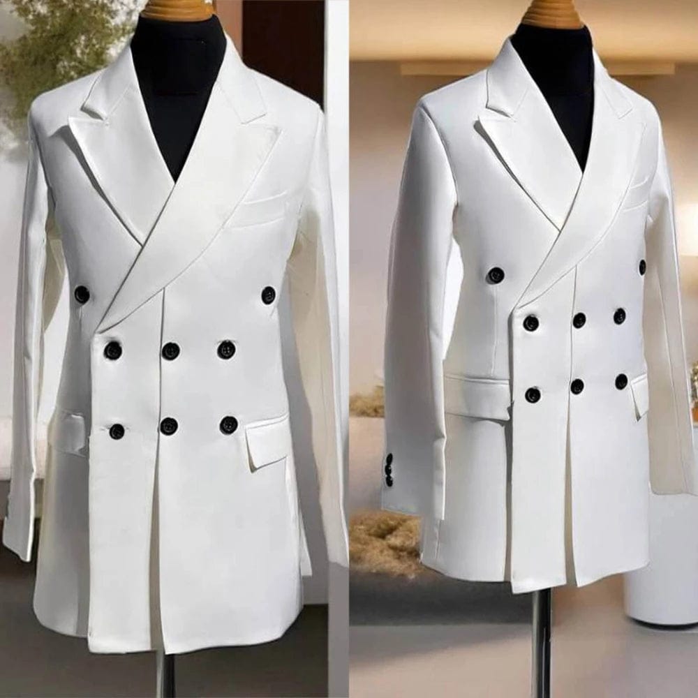 Fashion Three - Button Men Long Jacket Peaked Lapel Blazer Business Party Prom Custom Made Only Coat - SHOWLU FASHION STORE