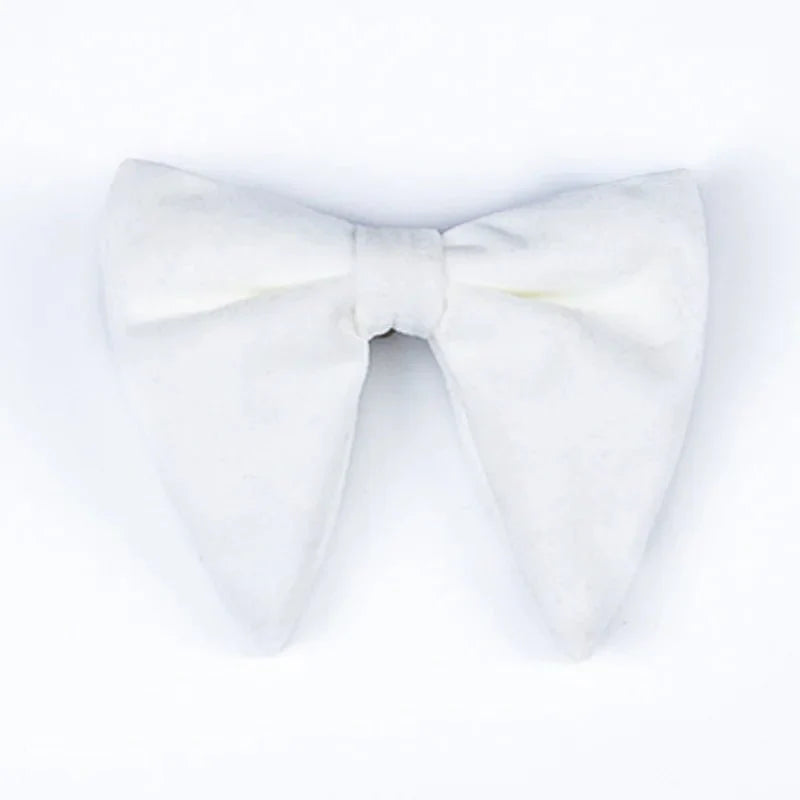 Large velvet bow tie for men, formal flannelette style, shown in a sophisticated knot for wedding or tuxedo attire.
