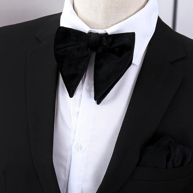 Fashion Velvet Big Bowties Flannelette Large Size Bow Ties For Men Formal Dress Handkerchief Wedding Party Tuxedo Groom Bow Knot - SHOWLU FASHION STORE