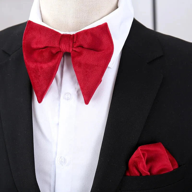 Large velvet bow tie for men, formal flannelette style, from SHOWLU FASHION STORE, perfect for weddings, tuxedos, and special occasions.