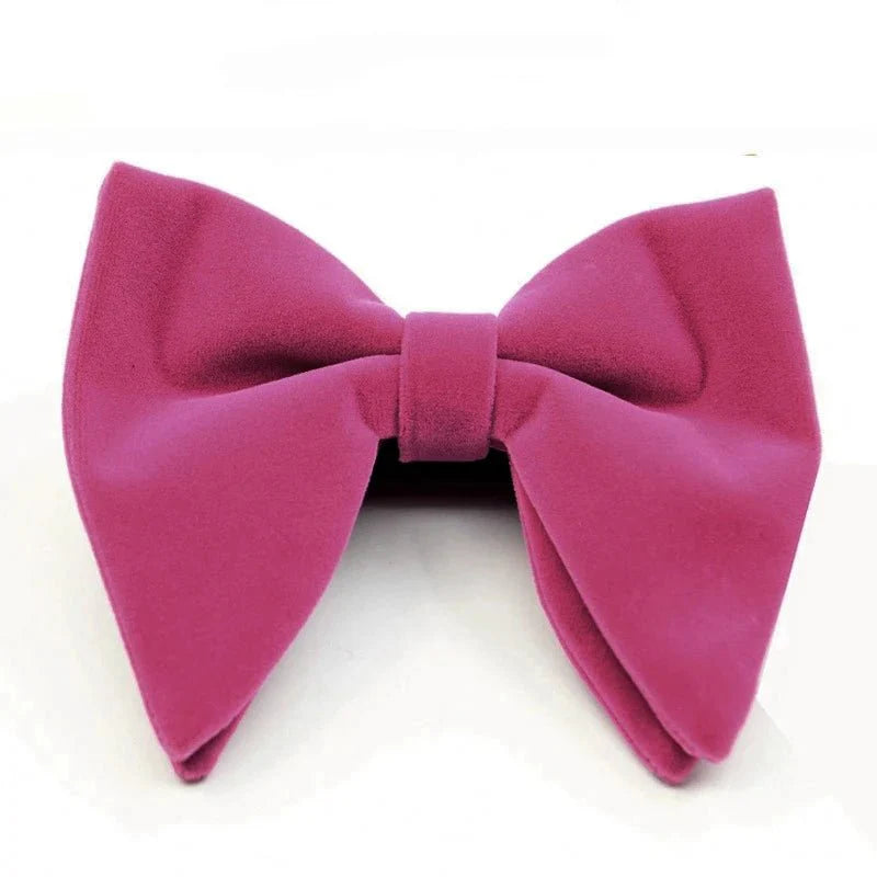 Large velvet bow tie for men by SHOWLU FASHION STORE, formal flannelette design, ideal for weddings, tuxedos, and special occasions.