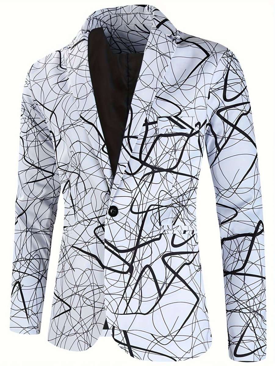 SHOWLU FASHION men's 2-piece digital print casual suit set with jacket and pants, made from polyester fabric.