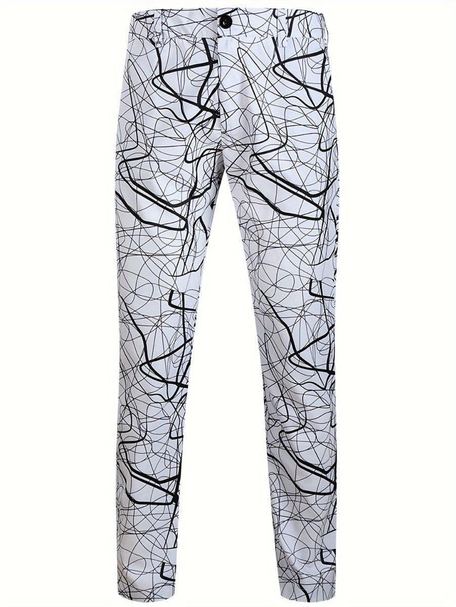 SHOWLU FASHION men's 2-piece digital print casual suit set with jacket and pants, made from polyester fabric.