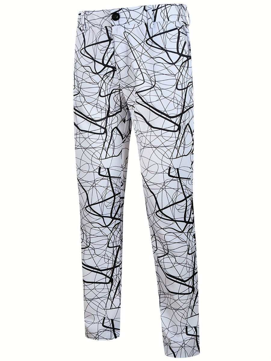 SHOWLU FASHION men's 2-piece digital print casual suit set with jacket and pants, made of polyester, stylish for everyday wear.