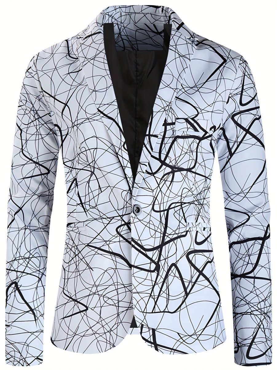 SHOWLU FASHION men's 2-piece digital print casual suit set with jacket and pants, made of polyester, stylish and comfortable.