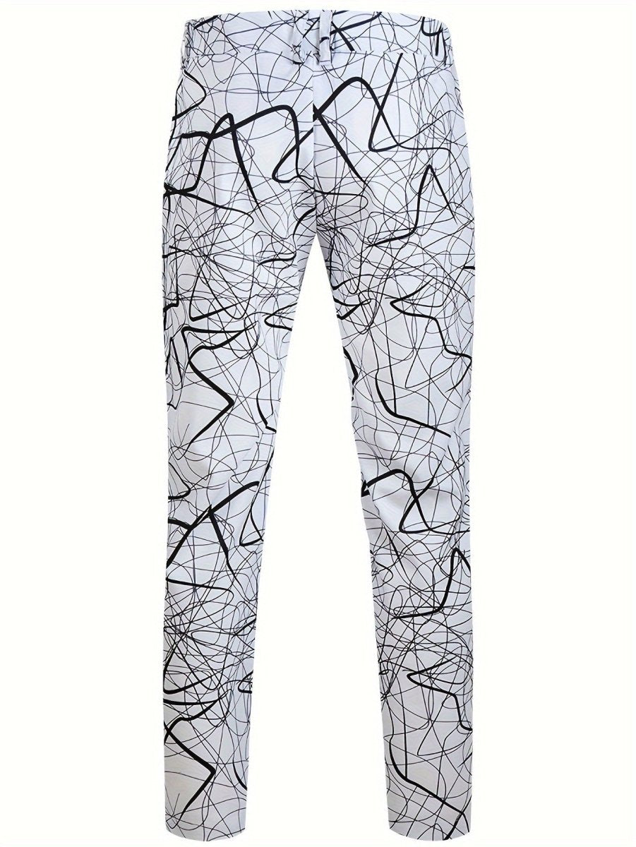 SHOWLU FASHION men's 2-piece digital print casual suit set with jacket and pants, made of polyester, stylish and comfortable.