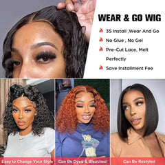 Fayniss Wear And Go Deep Wave Bob Wigs For Women Human Hair Curly Glueless Wig Ready To Go Human Hair Wigs Pre Cut Lace Air Wig - SHOWLU FASHION STORE