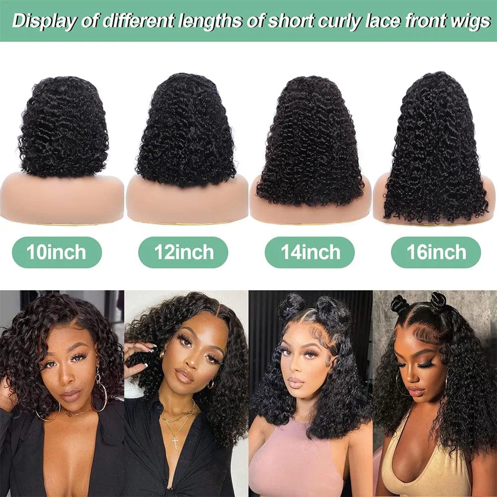 Fayniss Deep Wave Bob human hair wig with glueless 4x4 pre-cut lace, curly style, ready-to-wear, for women.