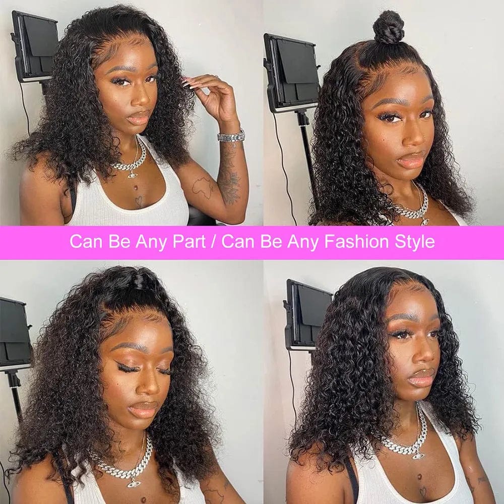 Fayniss Deep Wave Bob Human Hair Wig with pre-cut lace, glueless design, curly style, suitable for women, by Showlu Fashion Store