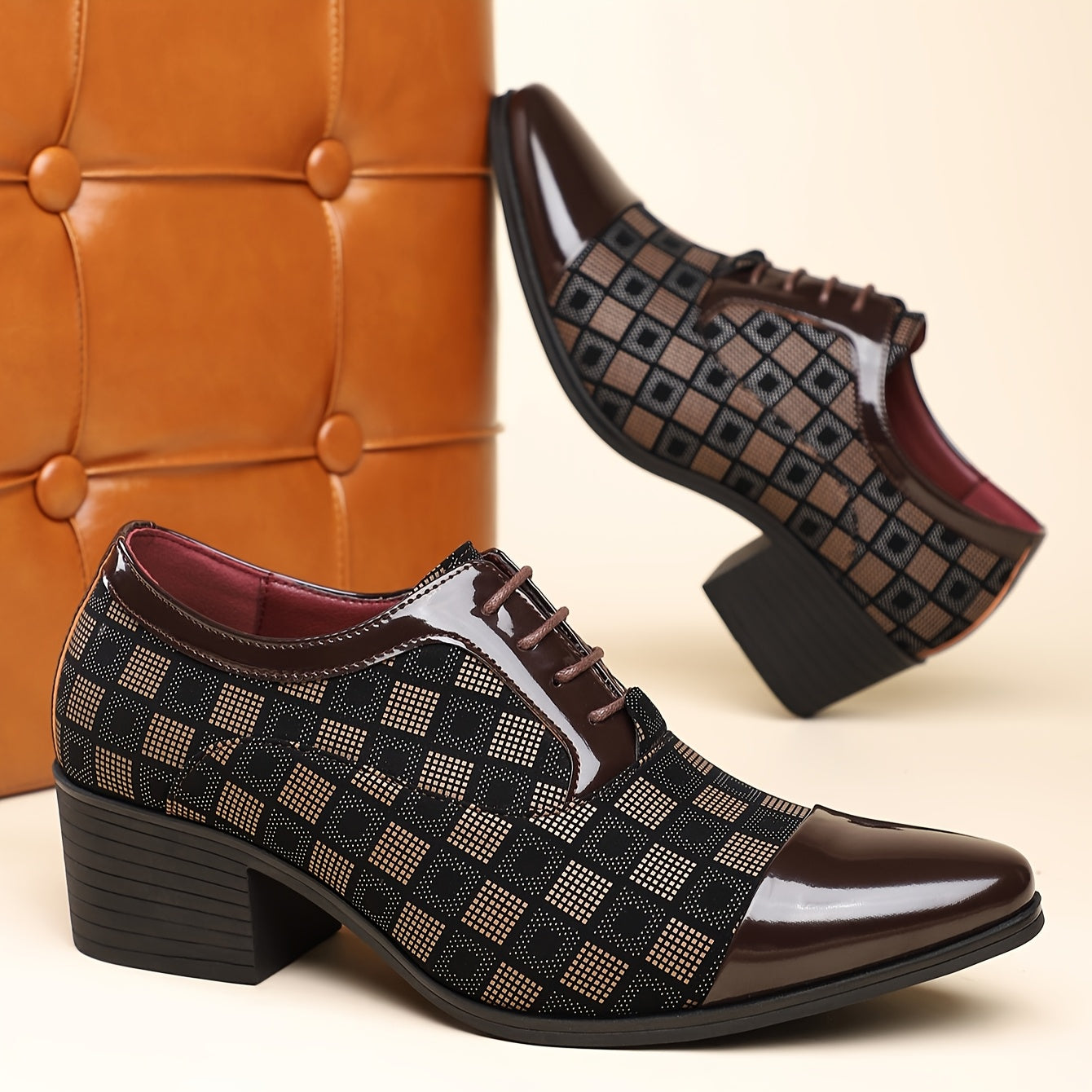 QRLQRL women's pointed toe slip-on dress shoes in solid PU leather, casual style with a sleek design and comfortable fit.