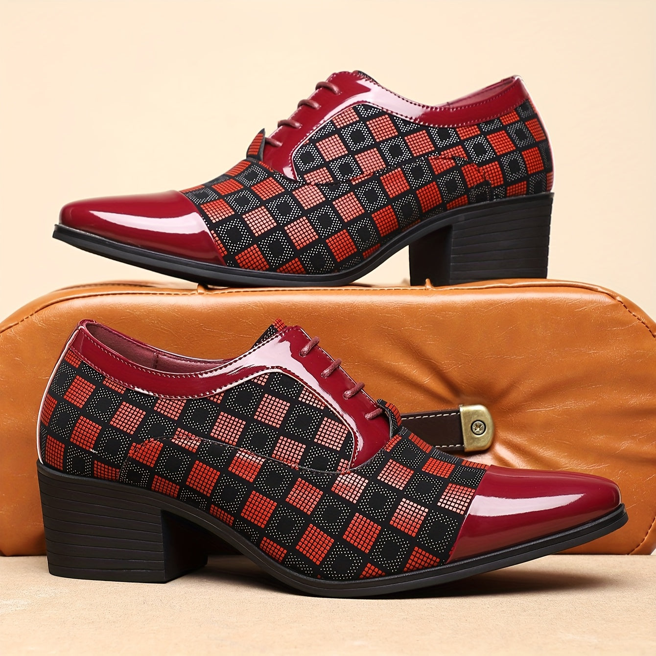 QRLQRL women's pointed toe slip-on dress shoes in solid PU leather, casual style, shown in black with smooth finish.