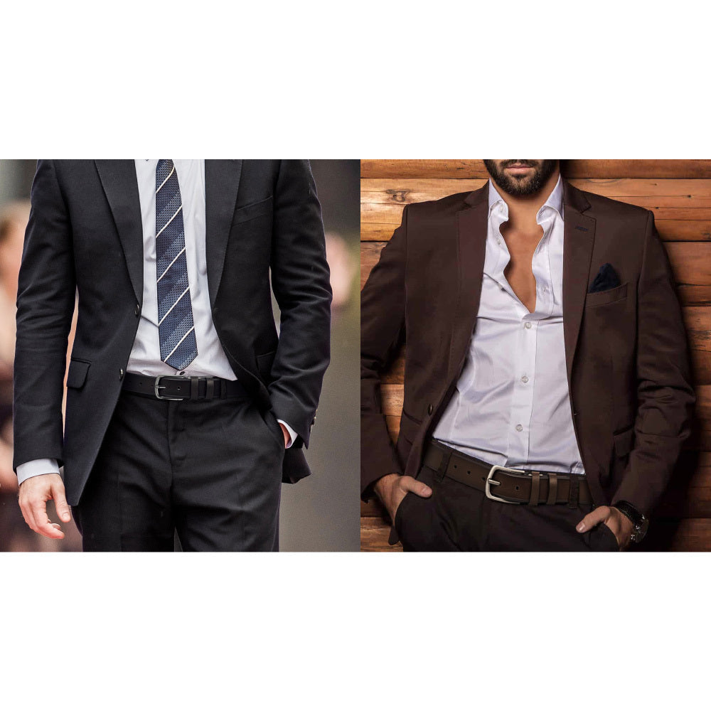 SHOWLU Men's genuine leather belts in a 4-pack, vintage big and tall strap design, showcasing classic leather craftsmanship.