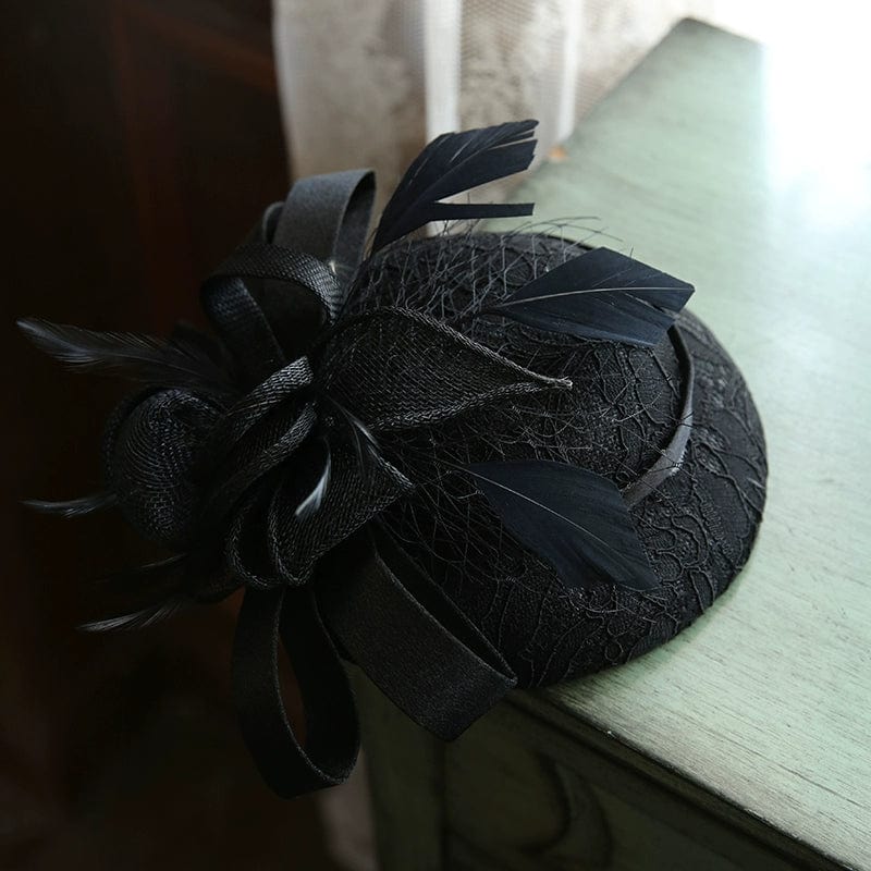 Elegant female bride wearing a Showlu Fashion floral dome topper hat with a cheongsam at a gala dinner.