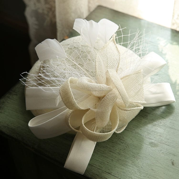 Elegant floral dome topper hat by Showlu Fashion, perfect for brides and debutantes, paired with a traditional cheongsam.