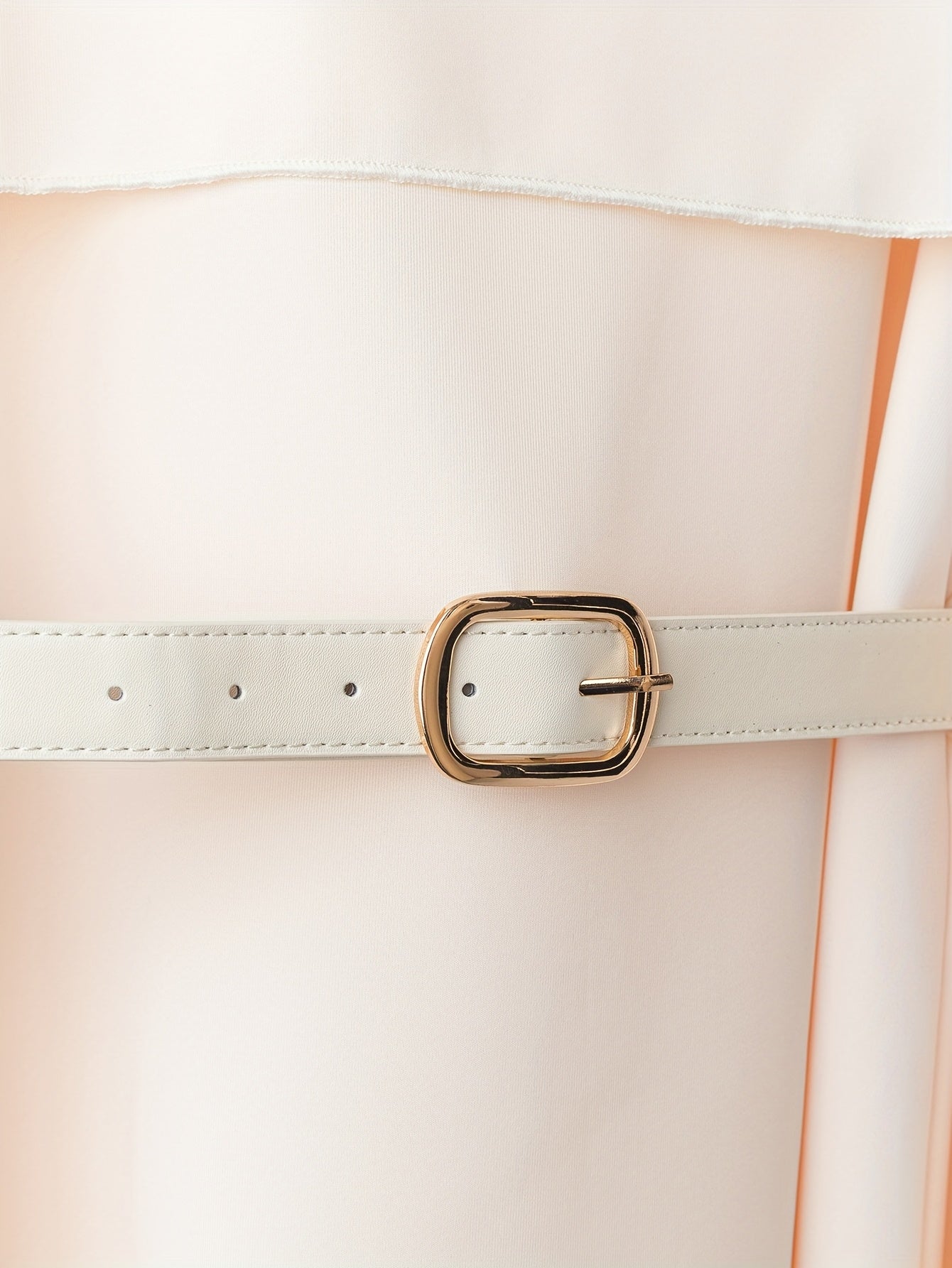 Apricot women's A-line dress by SHOWLU FASHION with puff sleeves and a belted midi length, perfect for stylish casual wear.