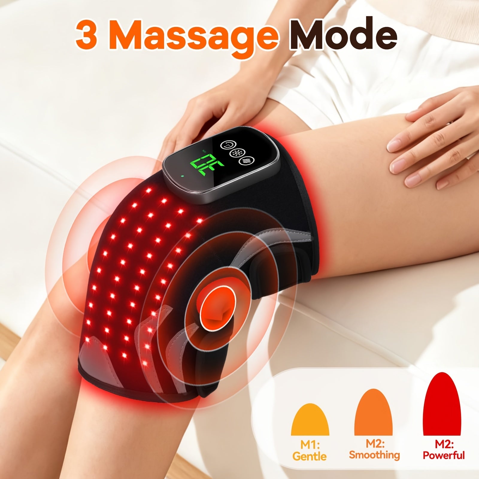 Showlu Heated Knee Massager with vibration and heat support cushion for pain relief and comfort.