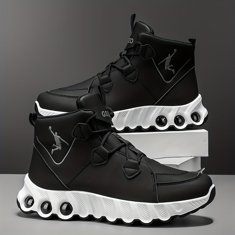 Showlu Mid-Top Basketball Sneakers with shock-absorbing PU leather, designed for comfort and style.