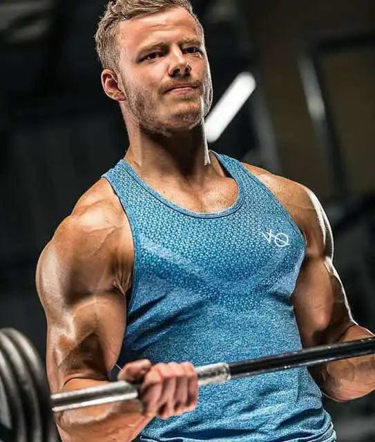 Showlu men's running vest made of breathable polyester, designed for fitness training and outdoor running activities.