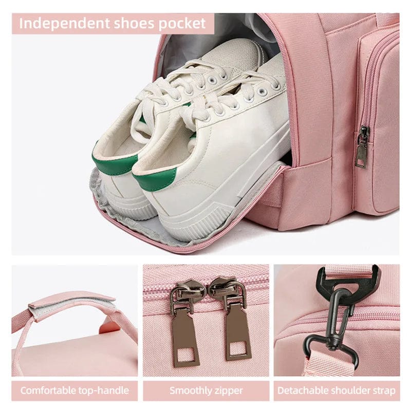 Large fitness gym bag by SHOWLU FASHION STORE with shoe compartment, wet pocket, and versatile shoulder strap for sports and travel.