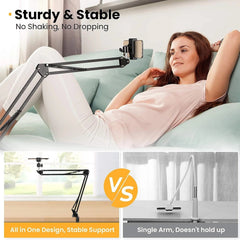 Flexible Arm Tripod For Phone Stand Table Folded Anchor 360° Rotation Online Desktop Laptop Video Live Overhead Shot Photography - SHOWLU FASHION STORE