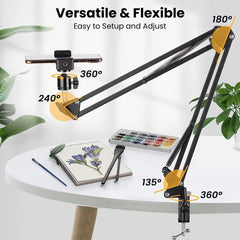 Flexible Arm Tripod For Phone Stand Table Folded Anchor 360° Rotation Online Desktop Laptop Video Live Overhead Shot Photography - SHOWLU FASHION STORE