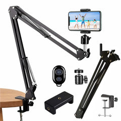 Flexible Arm Tripod For Phone Stand Table Folded Anchor 360° Rotation Online Desktop Laptop Video Live Overhead Shot Photography - SHOWLU FASHION STORE