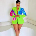 Doyerl Women's floral 2-piece set featuring an elegant blazer and matching shorts, perfect for office or casual wear.