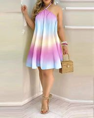 Floral Print Halter Neck Dress Boho Backless Halter Dress For Spring Summer Women's Clothing - SHOWLU FASHION STORE
