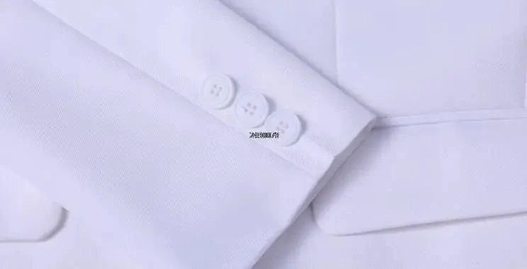 Boy's white wedding suit set by LUOBOBEIBEI, formal cotton tuxedo dress with flower boutonniere for special occasions and events