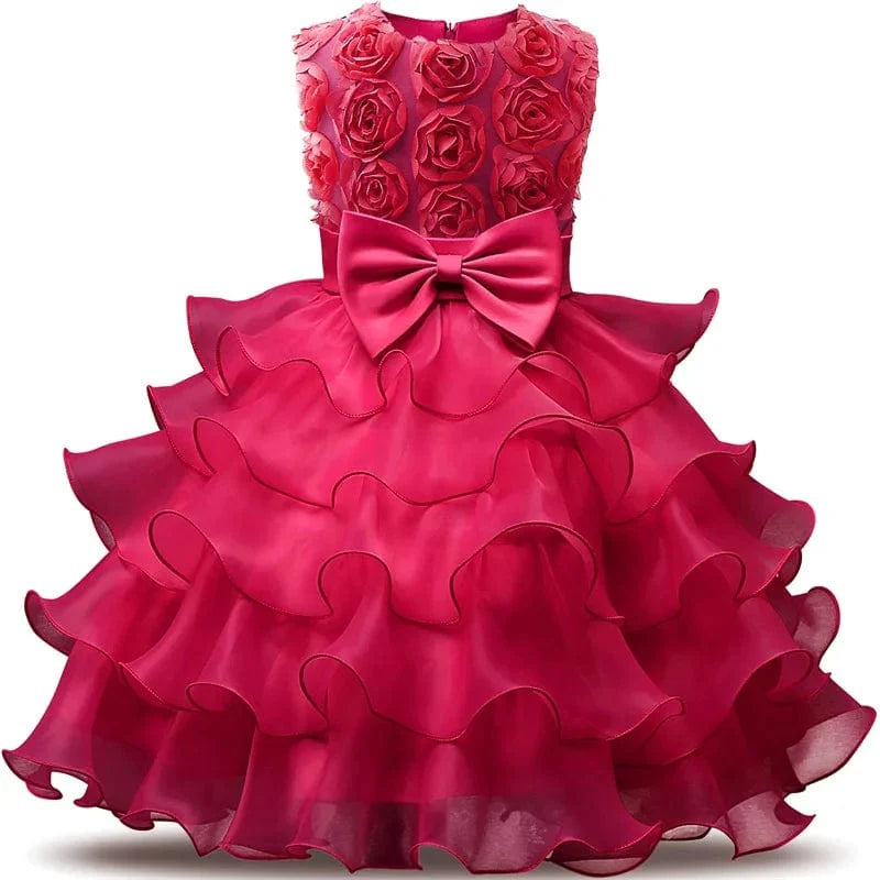 Showlu Fashion Flower Girl Dress in lace ball gown style for wedding or party, suitable for girls aged 3 to 8 years.