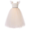 Showlu Flower Girls vintage lace sequins tulle party gown with ruffles, ideal for special occasions and pageants.
