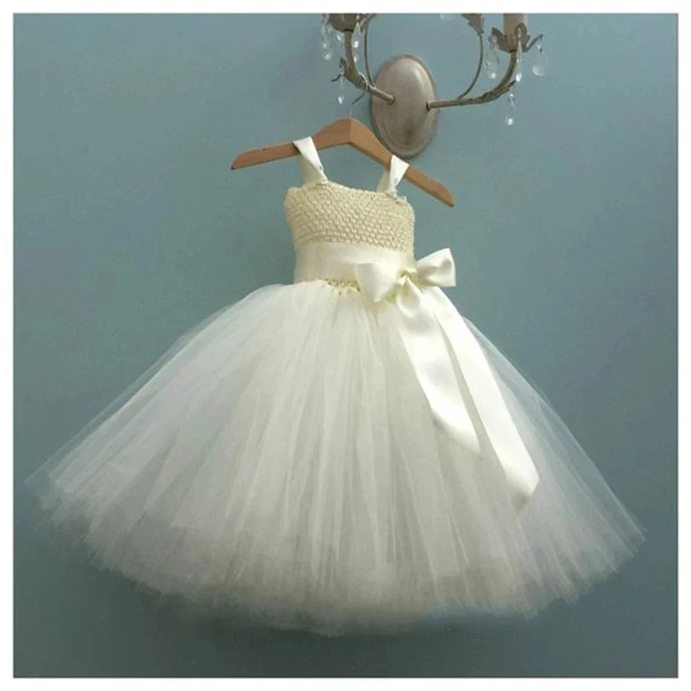 Flower Girls Ruffles Vintage Sequins Lace Party Bridesmaid Gown Pageant Dresses vestido de tul 2021 - SHOWLU FASHION STORE