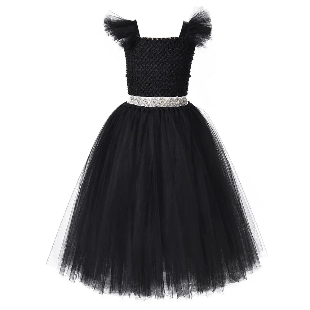 Showlu Flower Girls vintage lace sequins party gown with ruffles and tulle, perfect for pageants or special occasions.