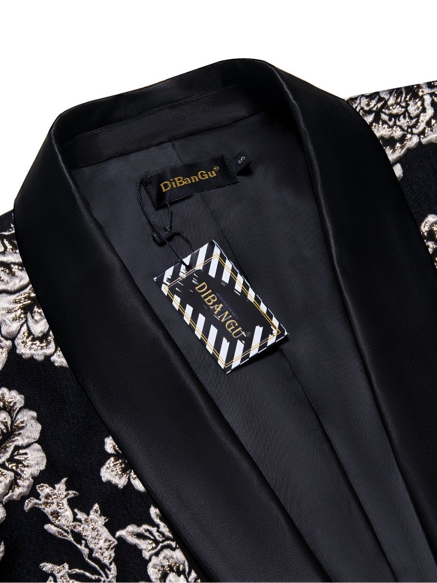 Men's SHOWLU FASHION blazer with a floral pattern, featuring flap pockets and lapel, suitable for casual or business occasions.