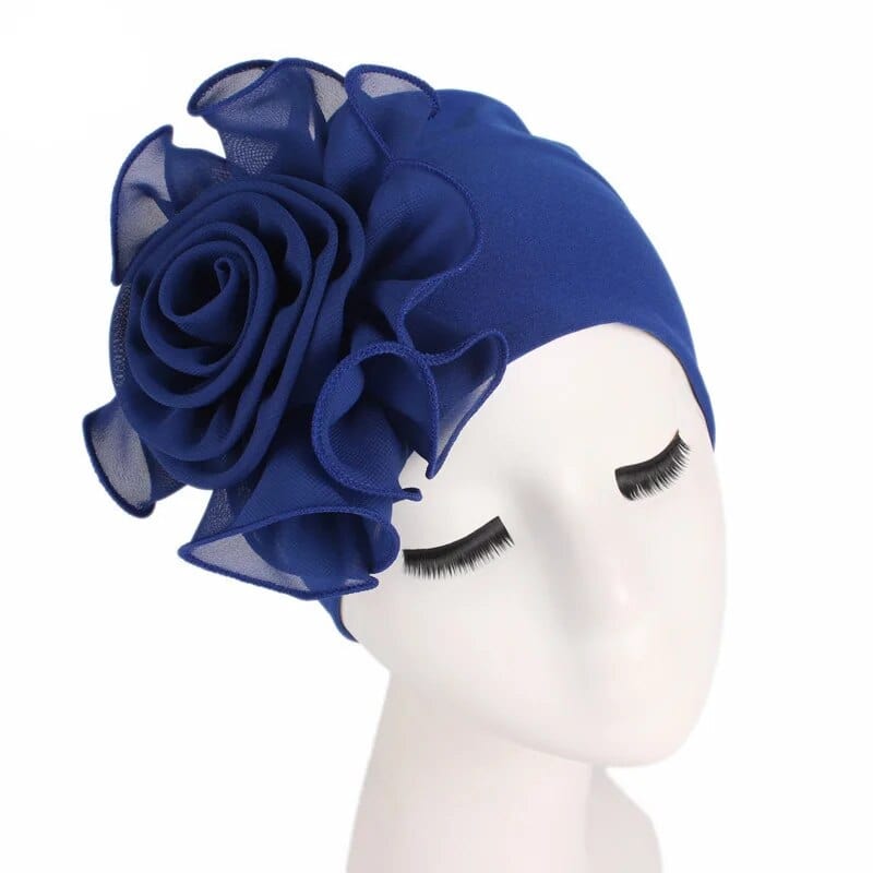 Flower print women's Muslim turban hat by Showlu Fashion, featuring a stylish Indian-inspired design for chemo hair loss and head covering.