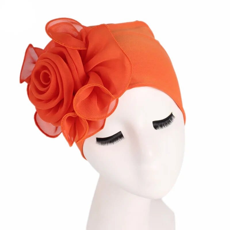 Flower print women's Muslim turban hat by Showlu Fashion, stylish chemo cancer beanie cap with floral design and head covering.