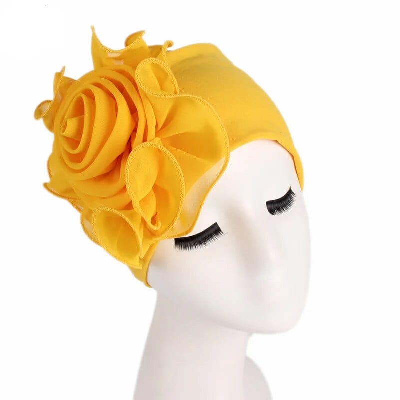 Flower print women's Muslim turban hat by Showlu Fashion, stylish chemo cancer beanie cap with vibrant floral design for women.