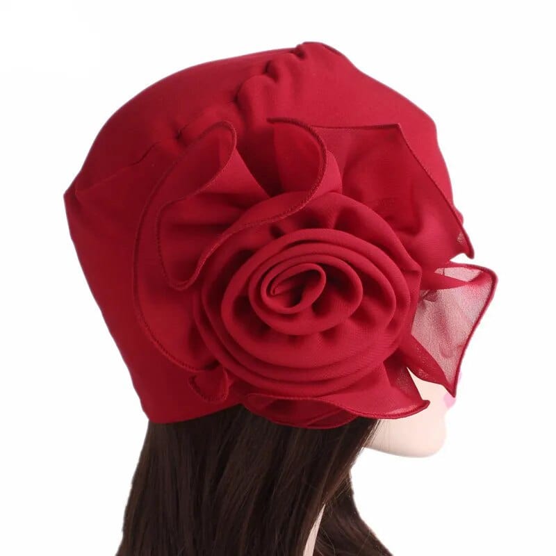 Women's flower print Muslim turban hat by Showlu Fashion, stylish chemo cancer beanie cap with floral design and head covering.