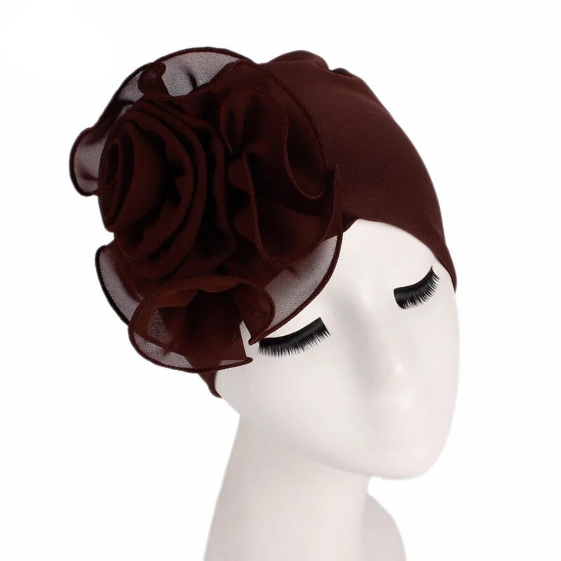 Flower print Muslim turban hat for women by Showlu Fashion, featuring a stylish beanie cap with floral design for chemo hair loss.