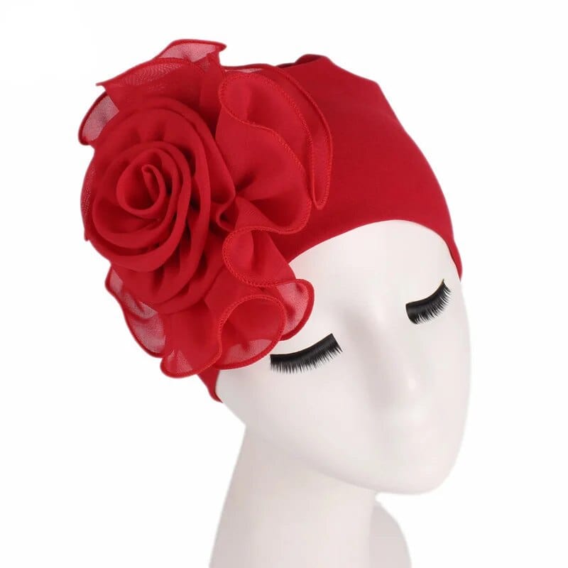 Flower print women's Muslim turban hat by Showlu Fashion, stylish chemo cancer beanie cap with floral design and head covering.