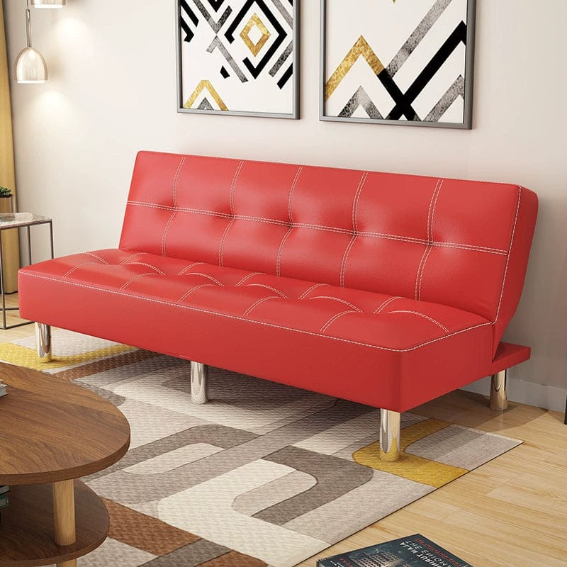 Modern Mansfield foldable leather sofa bed by SHOWLU FASHION, versatile for small apartments, with pine wood frame and dual-use design.