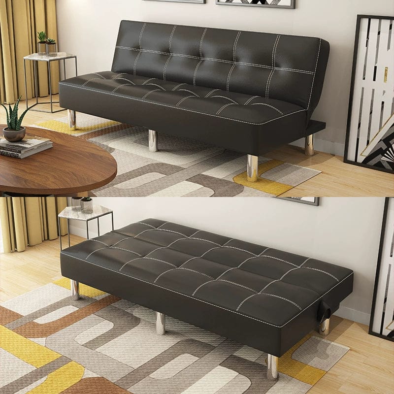 Mansfield foldable leather sofa bed by SHOWLU FASHION, modern pine wood frame, versatile for small apartments and living rooms.