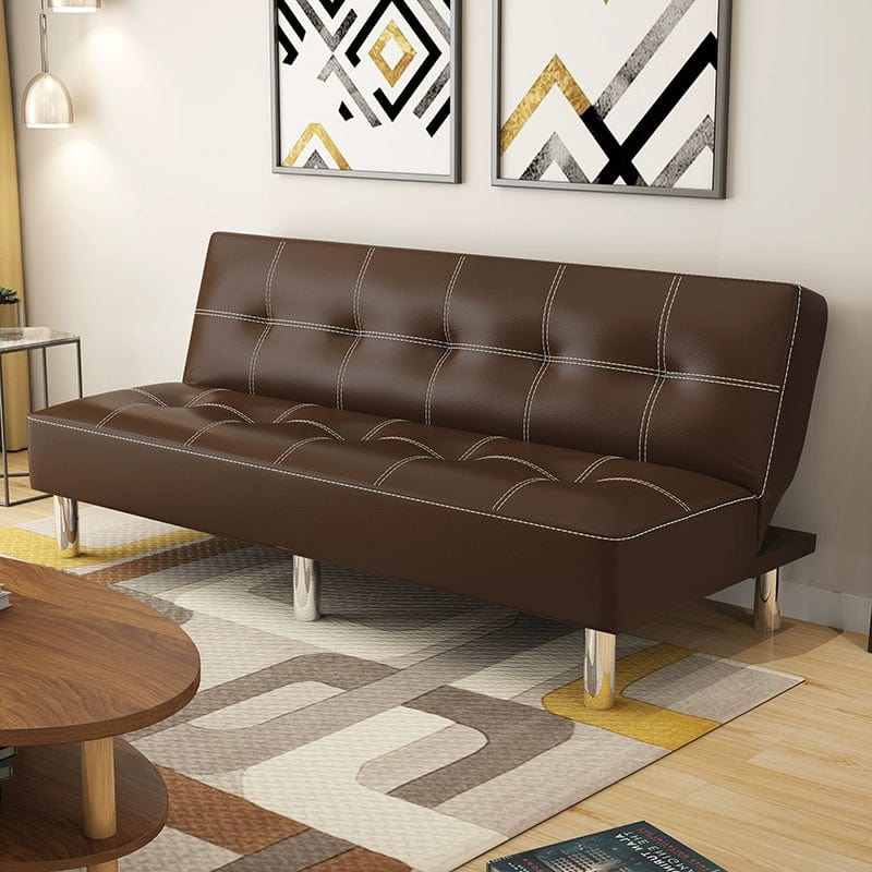 Modern Mansfield foldable leather sofa bed by SHOWLU FASHION STORE, multifunctional for small apartments, with pine wood frame.